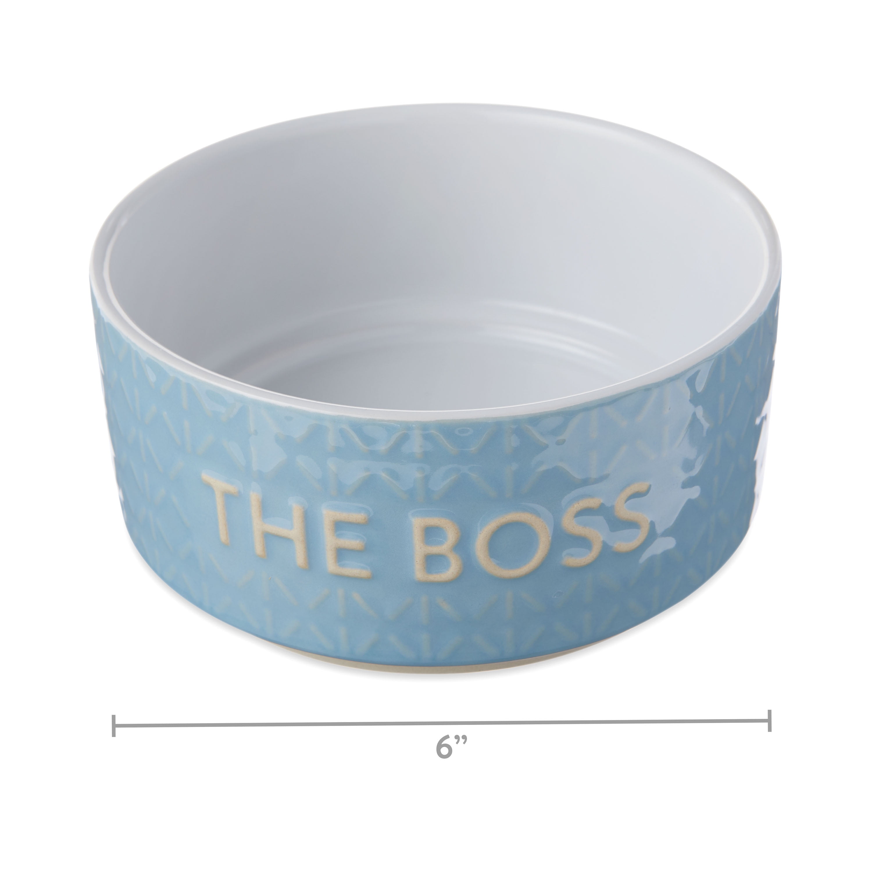 Blue ceramic dog bowl deals