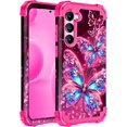 thumbnail image 1 of Baomifa-pour Galaxy S23 5G Étui, Lumineux dans le Noir Trois Couches Robuste Antichoc Protection Complète PC+TPU Souple Pare-Chocs pour Samsung Galaxy S23 6.1 Pouces, Tout Papillon, 1 of 4