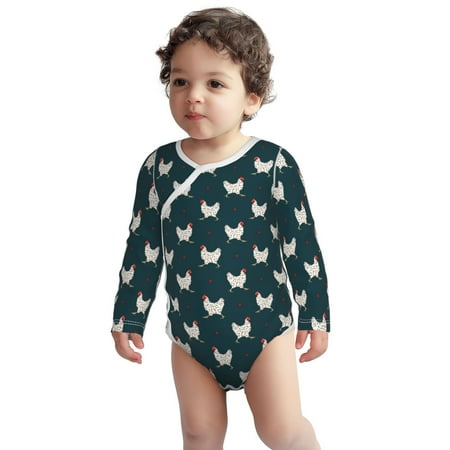

Fotbe Funny Chicken Pattern Unisex-baby Long-sleeve Bodysuit Long Sleeve Bodysuits One-piece 100% Organic Cotton for Infant Baby Boys Unisex-3 Months