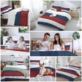 thumbnail image 6 of Red Navy Blue Stripe Bedding 3 Piece Duvet Cover Set Twin Size, Retro Farmhouse Striped Vintage Soft Microfiber Comforter Cover with Zipper Closure & Pillowcases, Wrinkle & FadeResistant Quilt Cover, 6 of 9