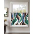 thumbnail image 2 of Sheer Curtains 54 Inch Length, Green Blue Brown Moire Semi Sheer Curtains Light Filtering Window Treatment, Modern Abstract Art Privacy Voile Drapes for Living Room Bedroom 52x54 Inch, 2 of 7