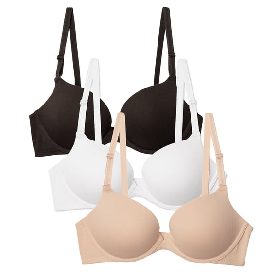Fruit of The Loom Women's Everyday Cotton 3-Pack Push-Up Bra