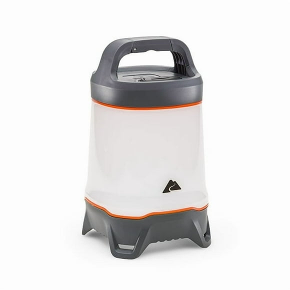 Lanterne de camping LED Ozark Trail 1 000 lumens – 5 modes d'éclairage, autonomie de 75 heures, résistante à l'eau, gris/orange