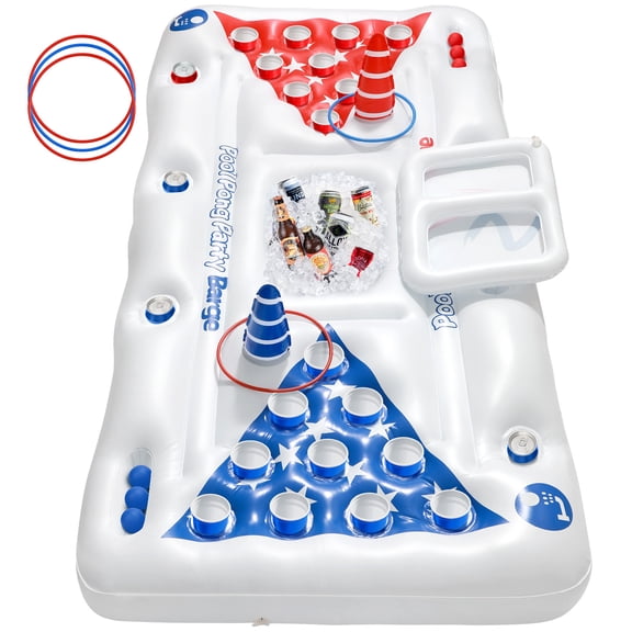 Livhil 71" x 31" Adult Pong Inflatable Pool Game White