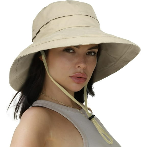 Sun Hats for Women Gardening Hat Wide Brim Ponytail Beach Sun Protection Breathable Cotton Summer Hat with Fold-Up Brim