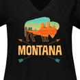 thumbnail image 4 of Inktastic Montana Gift Buffalo Silhouette Women's Plus Size V-Neck T-Shirt, 4 of 5