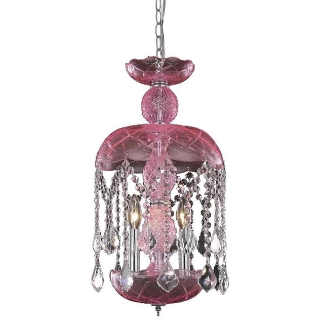 Elegant Lighting Rococo 11" 3 Light Royal Crystal Pendant Lamp