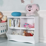 Gymax Children Storage Unit Kids Bookshelf Bookcase Baby Toy Organizer Shelf White