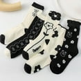 thumbnail image 7 of Flower Socks Women 5 Pairs Cute Retro Preppy High Ankle Cotton Sock Stripe Plaid Bow Socks, 7 of 7