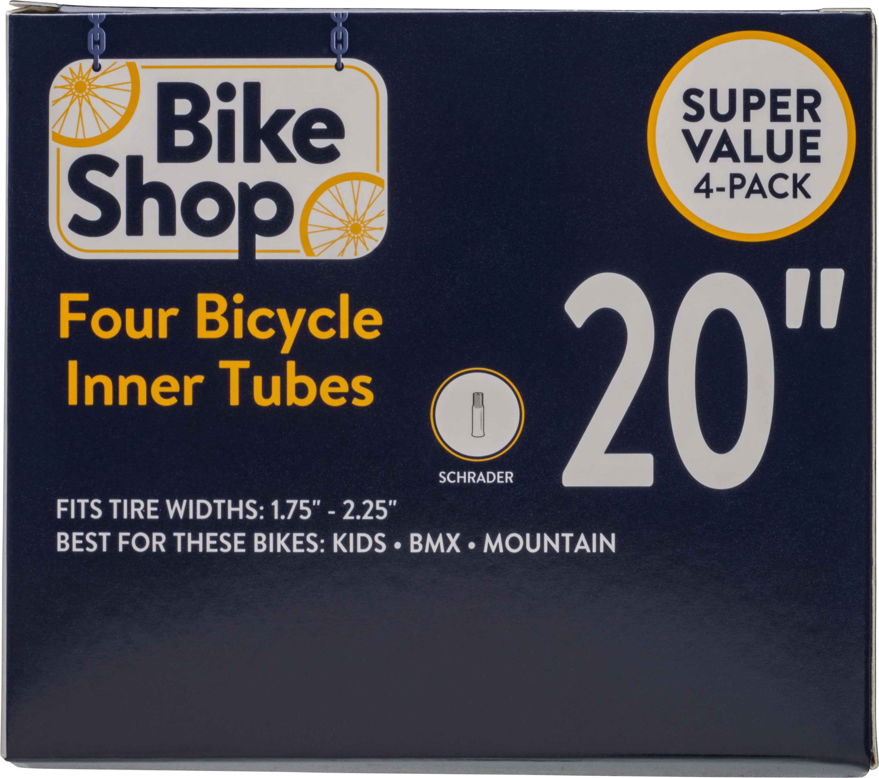 20 x 1.75 1 x Bicycle Bike Schrader Valve Inner Tube With Black Valve Cap 