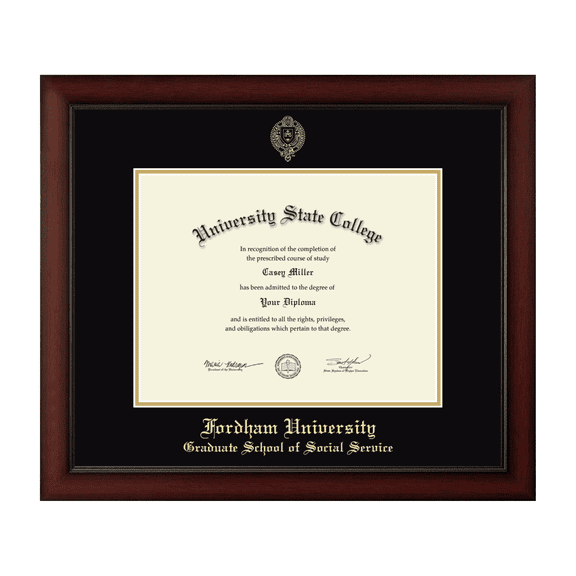 Framerly - Fordham Social Work Diploma Frame with Black and Gold Mat