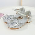 Vuygyu Girls Sandals Closed Toe Heels Wedding Party Shoes Sequins Bow