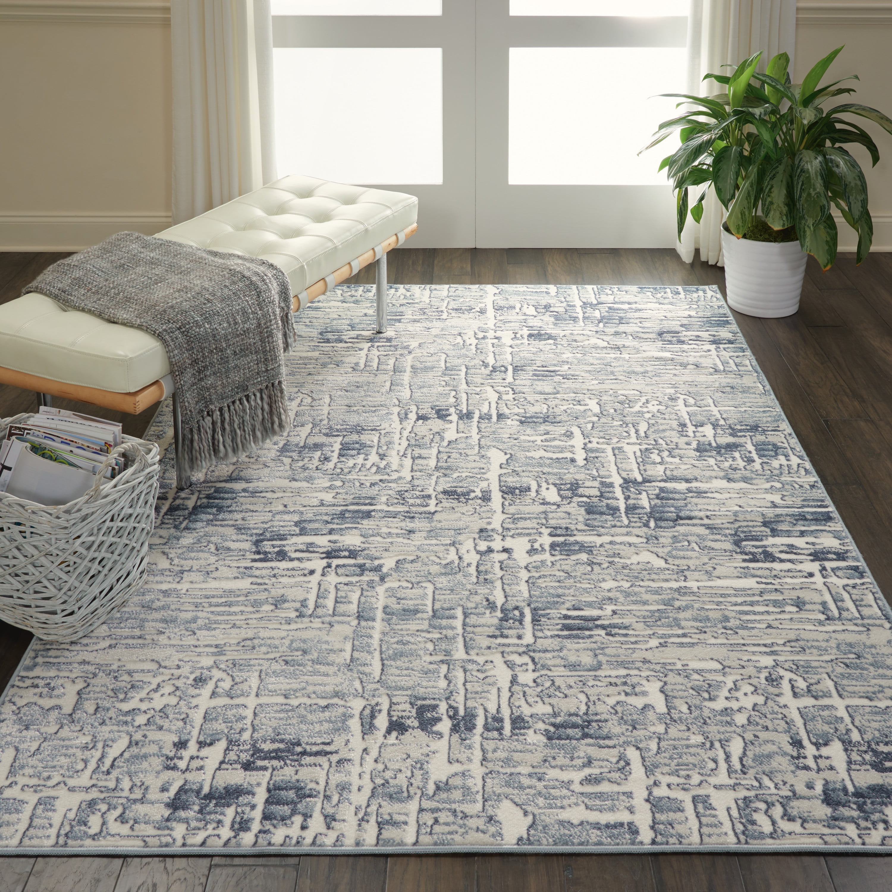 Nourison Urban Chic Grey and Slate Abstract Area Rug, 5' x 7'
