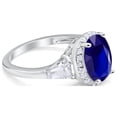 thumbnail image 3 of Vintage Oval & Baguette Engagement Ring Blue Sapphire CZ 925 Sterling Silver Size 8, 3 of 4