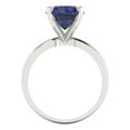 thumbnail image 4 of 3ct Round Cut Blue Sapphire 18k White Gold Engraving Statement Bridal Wedding Solitaire Designer Ring Size 11, 4 of 5