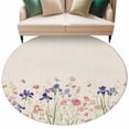 thumbnail image 2 of Spring Floral 6ft Round Rugs, Farmhouse Summer Botanical Flowers Washable Non-Slip Area Rugs for Living Room Bedroom Kitchen, Soft Low Pile Dining Room Kicthen Circle Carpet, Indoor Floor Rug, 2 of 9