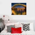 thumbnail image 3 of Creowell Canvas Wall Art Prints Picture Bayonne Bridge at dusk Framed Artwork Wall Painting Home Decor for Living Room Bedroom Ready to Hang 20x16 Inch, 3 of 3