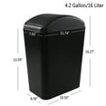 thumbnail image 4 of Doryh 16 Liter Black Swing Lid Garbage Can, Plastic Kitchen Rubbish Bin, 3 Pack, 4 of 7