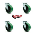 thumbnail image 2 of 6 Inch Green Poly on Cast Iron Wheel Swivel Caster Set with Ball Bearings SCC, 2 of 2