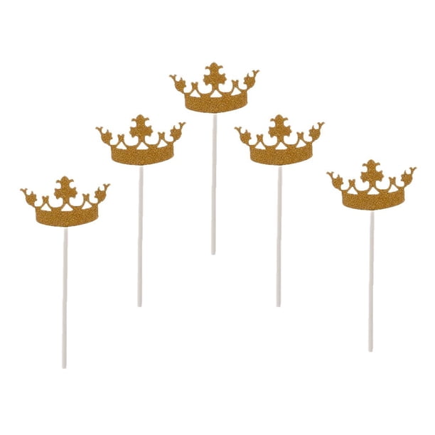 5 adornos de corona dorada para tarta de boda de madera, decoración para tarta de boda SKCQ002