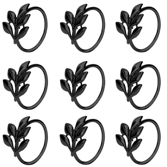 Juego de 20 servilleteros KPOSIYA con hojas de metal negro, 4,3 x 5,3 cm