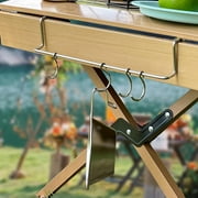 kesoto Camping Hanger Hook, Cookware Storage Rack with 4 Hooks, under Table Organizer Rack for BBQ, Home, Kitchen, Barbecue, Picnic
