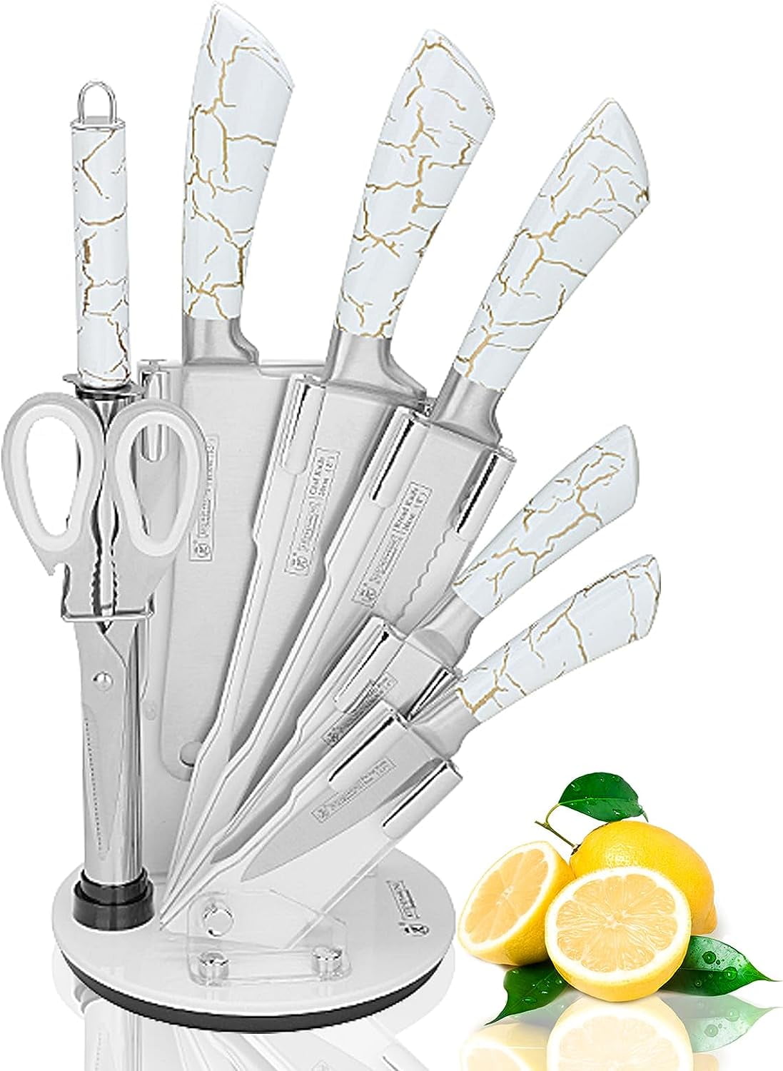 Kitchen Knife Set, 8Pieces Ultra Sharp Pink Chef Knife Set for Kitchen