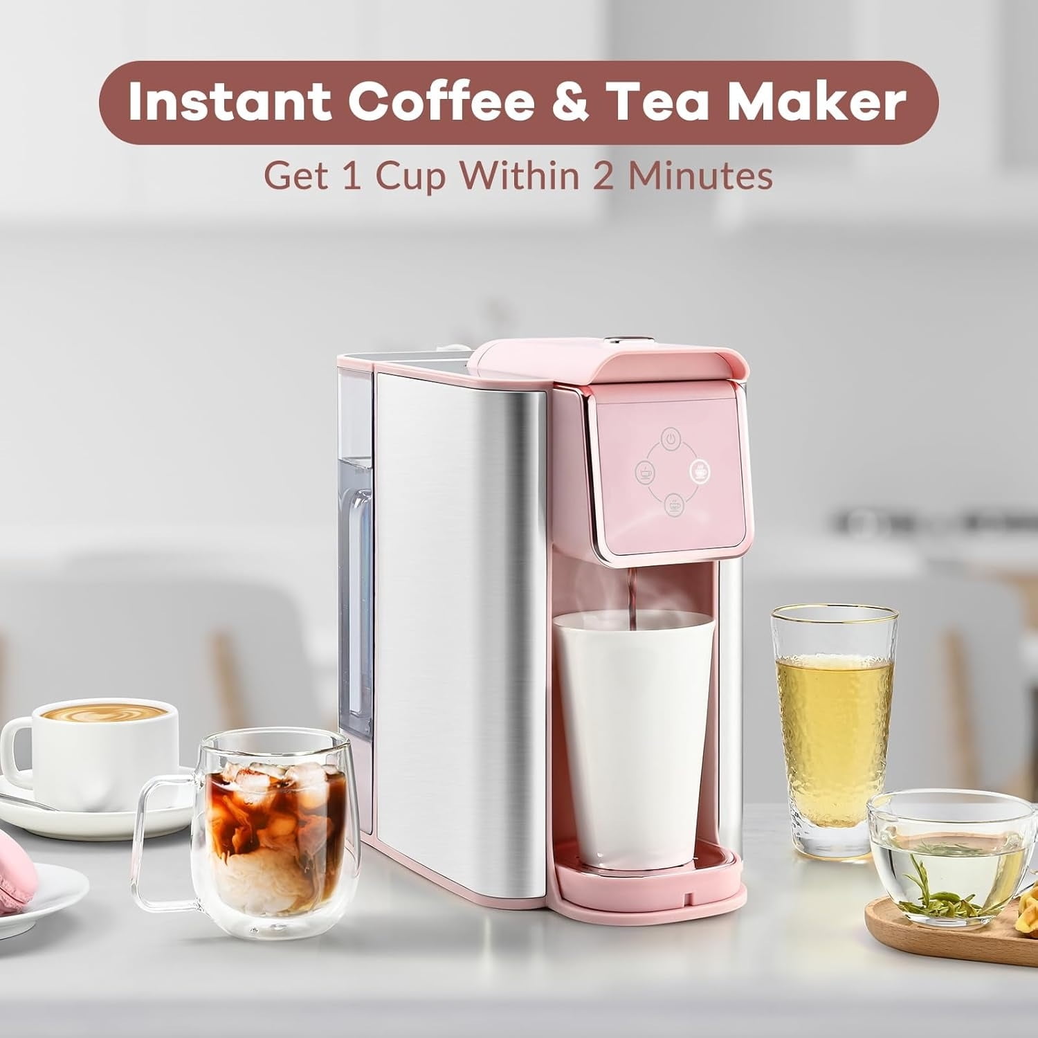 Single Serve Coffee Machine, Compatible with  cup Capsules, Instant Coffee Pot, Tea maker, RemovableWater Reservoir