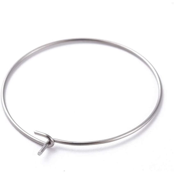 100 piezas de aros de acero inoxidable con dijes para copas de vino, pendientes abiertos, aros encantadores