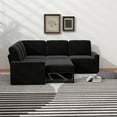 thumbnail image 5 of Gewnee 5-Seater Black L-Shaped Convertible Sofa - Skin-Friendly & Wear-Resistant Chenille Fabric, Solid Wood Frame with Multifunctional Storage, for Living Rooms & Halls, 5 of 11