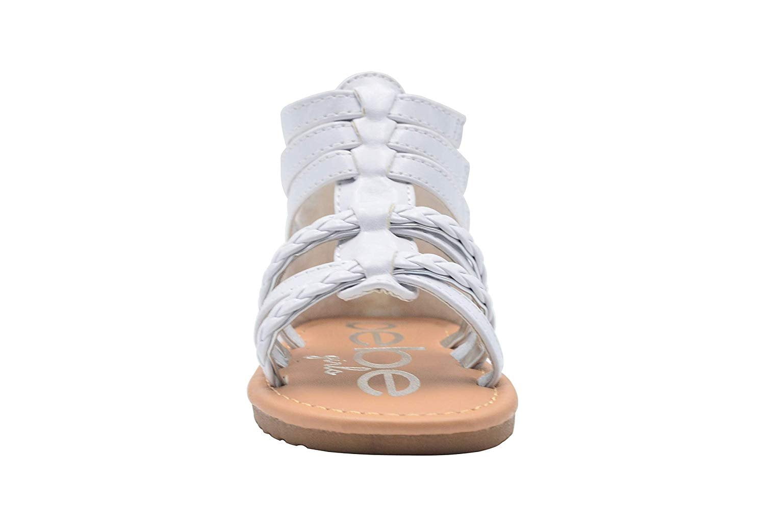 bebe Girls Toddler//Little Kid Strappy Ankle High Back Zipper Gladiator Sandals With Braided Accent