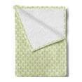 thumbnail image 2 of Nature Soft Flannel Fleece Blanket, Abstract Geometric Spring Themed Green Leaves Repeating Pattern on White Background, Cozy Plush for Indoor and Outdoor Use, 50" x 70", Green White, by Ambesonne, 2 of 5