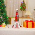 thumbnail image 4 of Decoraciones navideñas con astas a cuadros, gnomo de Tomte sueco hecho a mano, elfo de Papá Noel de felpa, 4 of 4