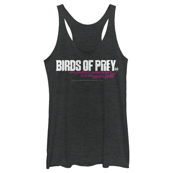 Women's Birds of Prey Fantabulous Logo  Racerback Tank Top Black Heather Large