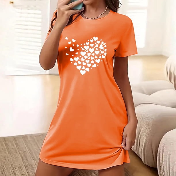 Camisón corto de talla grande para mujer, camisón de manga corta con estampado de pecho a la moda, camisón para mujer