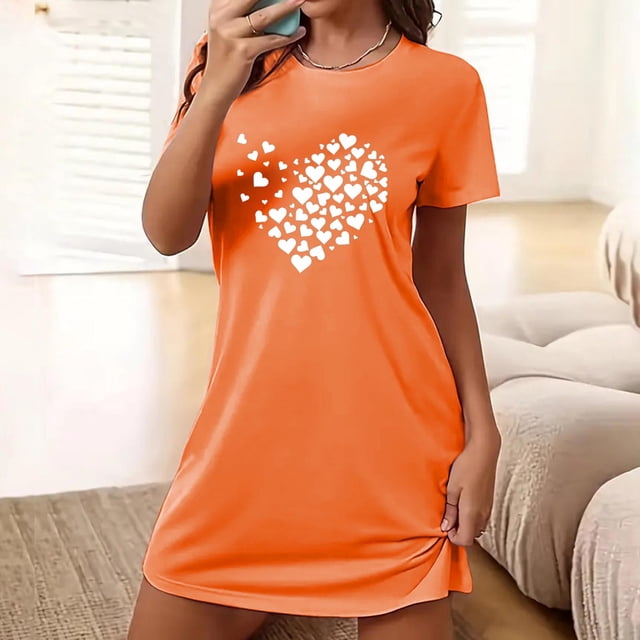 Camisón corto de talla grande para mujer, camisón de manga corta con estampado de pecho a la moda, camisón para mujer