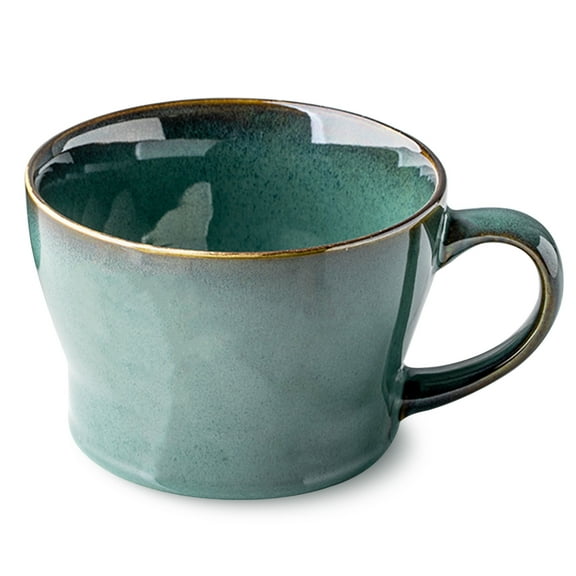 Qeeadeea Soup Cups With Handles, Ceramic Bouillon Cups, Microwave Soup Bowl, Soup Mug, Breakfast Bowl-green-5x5x3.5inch, 19oz