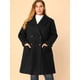 thumbnail image 2 of Women's Plus Size Notched Lapel Double Breasted Winter Long Coat Black 3X, 2 of 6