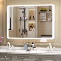 Yamissi 39" LED Lighted Bathroom Medicine Cabinet, 3-Door Storage Mirror with Tissue Slot & Dimmable Light