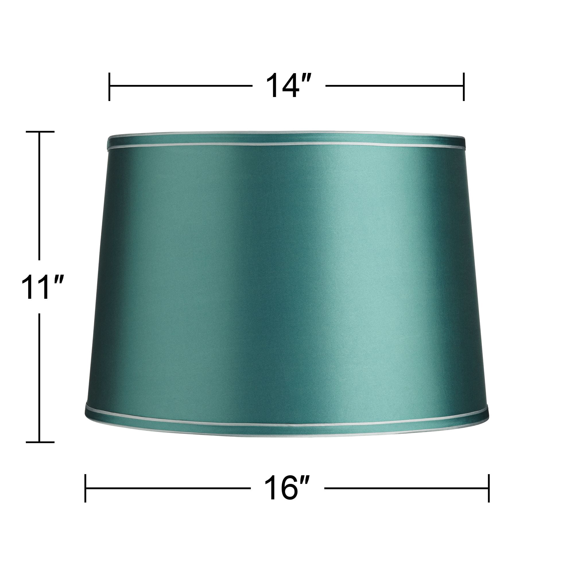 Springcrest Soft Teal Medium Drum Lamp Shade 14" Top x 16" Bottom x 11" High x 11" Slant (Spider) Replacement with Harp