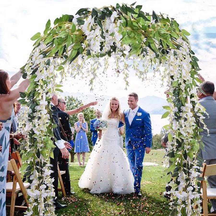 Morttic 4PCS 200CM Hanging Artificial Flowers Garland Silk Wisteria Fake Garden Ivy Rattan Plants Vines Decor Wedding Party Home, Light Pink