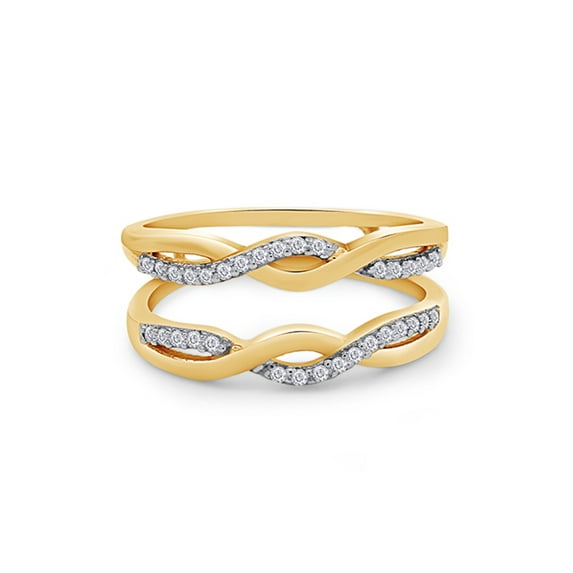 Round Shape White Cubic Zirconia Enhancer Guard Ring in 14K Yellow Gold Ring Size - 4