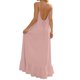 thumbnail image 4 of Mujeres Maxi Vestido de Verano Lino Siente V-Cuello Estilo de Suspensión sin Espalda Ajustable Volantes Doblado, Suelto Vestido Fluido para las Mujeres Playa, 4 of 7