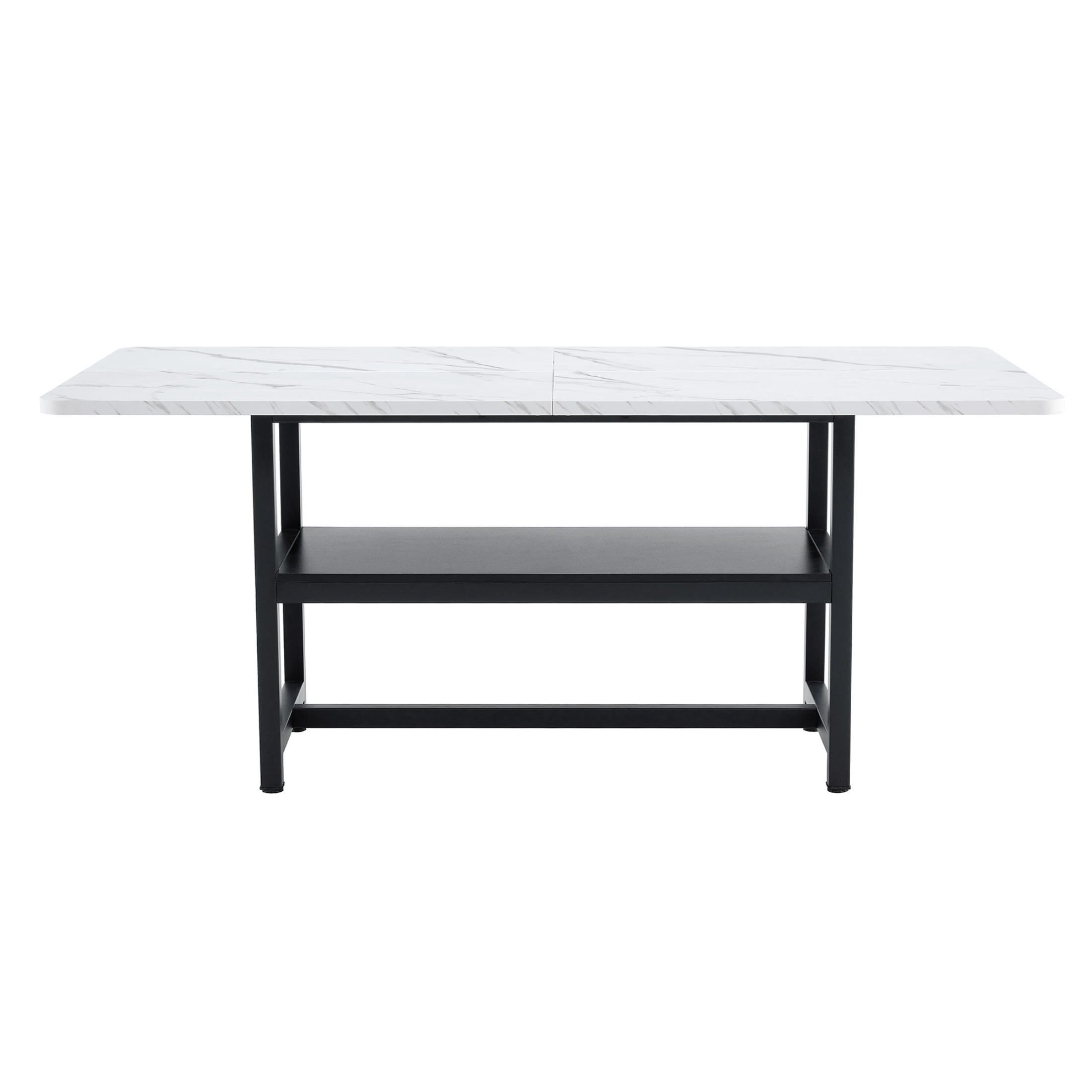 71" Dining Table, Minimalist Kitchen Table for 4-6, MDF Dinner Table with Metal Legs, for Kitchen, Dining Room, White