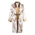 thumbnail image 1 of Sedceaty Women's Satin Robe, Trendy Dollar Print Long Sleeve Silky Kimono Bathrobe Sleepwear with Belt, 1 of 7