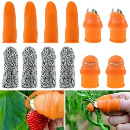 

MTFun 12pcs Silicone Thumb Cutter with Fingerstall and Sharp Blade Garden Finger Separator Portable Plant Fruit Vegetable Picking Tool for Gardening Harvesting
