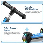 Besrey 3 Wheel Toddler Scooter for Ages 3-10 Years Boys and Girls,Kids Scooter with LED Light Wheels and Foldable Adjustable Height,Blue