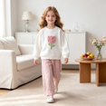 thumbnail image 2 of Hudaneo Girls Cute 2 Piece Applique Top and Floral Pattern Pants Set, White 4-5 Years, 2 of 9