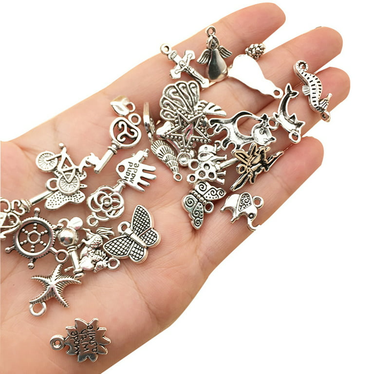 SANNIX 200Pcs Bulk Jewelry Making Charms Tibetan Antique Silver Gold Charm  Pendants for DIY Bracelet Necklace Making Crafts