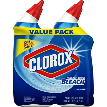 Clorox Toilet Bowl Cleaner with Bleach, Rain Clean - 24 oz, 2 pk